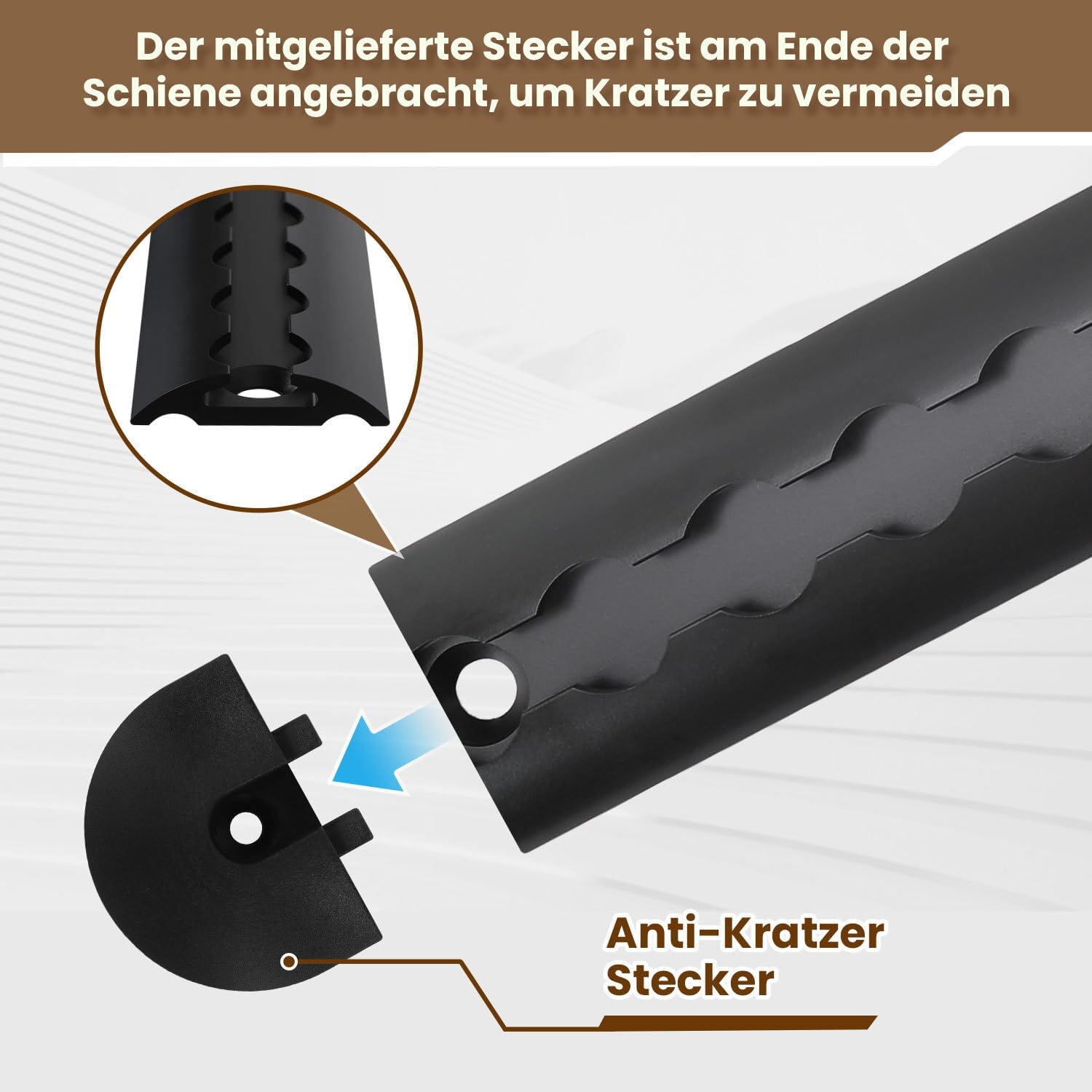Thumbnail 2 de Jaxguom 4 x 1 m Aluminum Airlineschiene - Halbrunde Zurrschiene mit 10 Zurrösen, 8 Endkappen, eloxiert