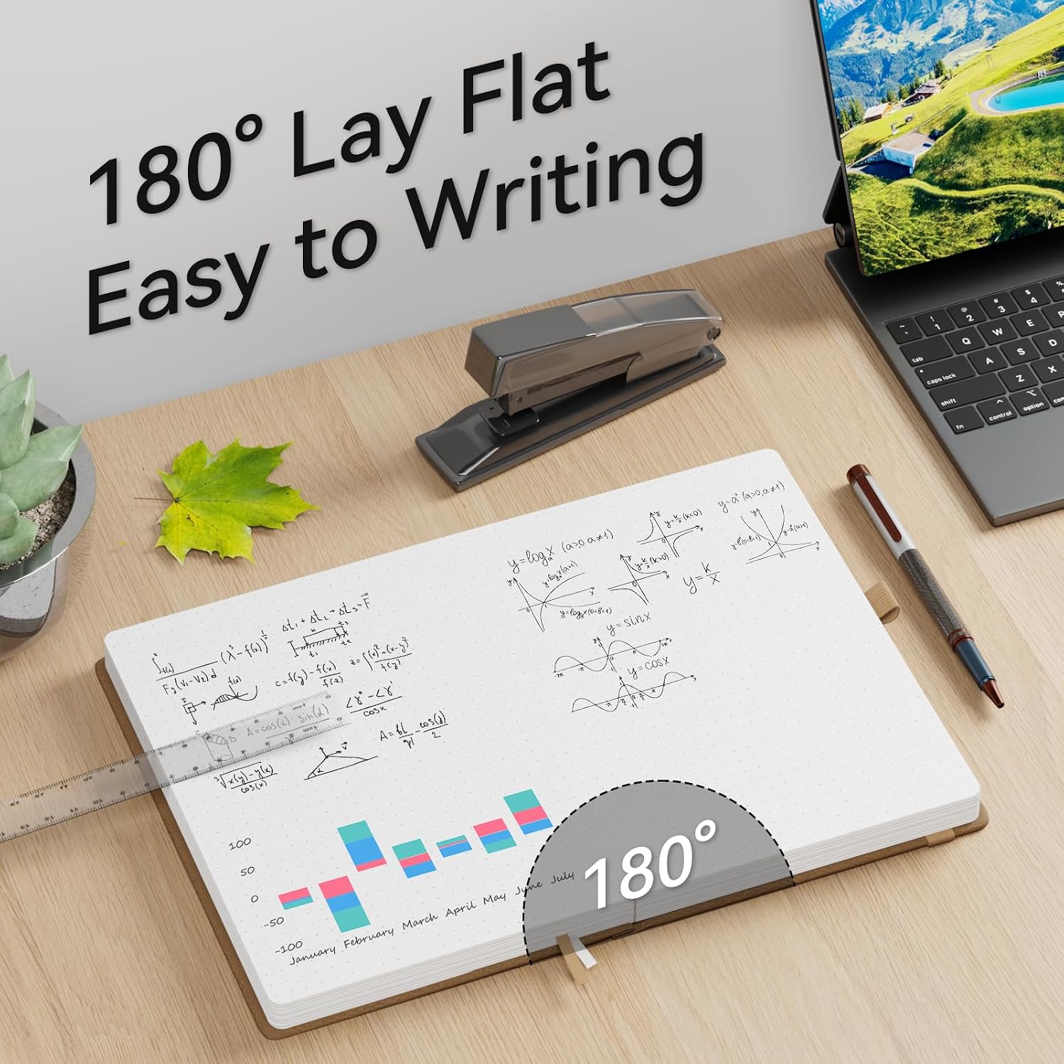 Detalle 2 de NORDUN Notebook A5 360 Pages: Dotted Notebook with Sticky Notes & Inner Pocket