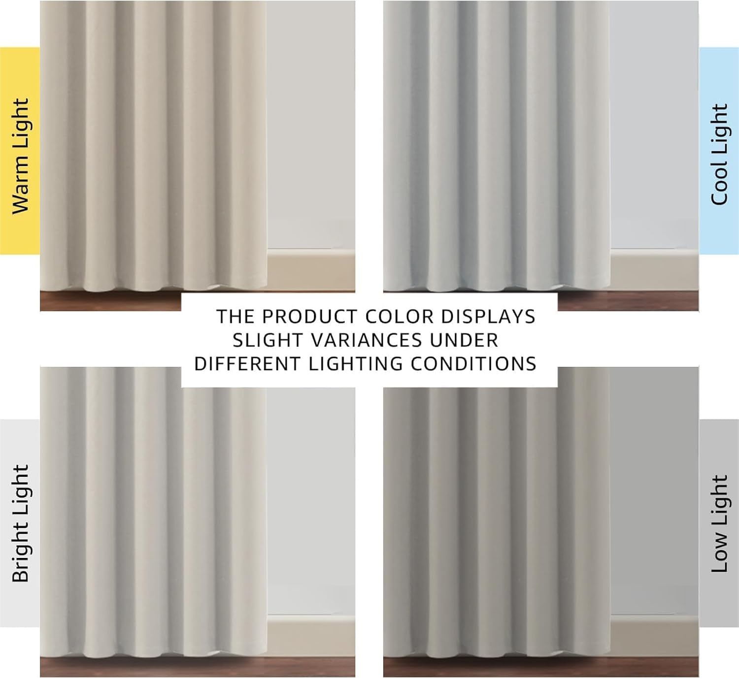 Detalle de BellaHills 100% Blackout Curtains (2 Panels) Thermal Insulated Eyelet Curtains, Black Liner, Pumice Stone, 66 x 72 Inch