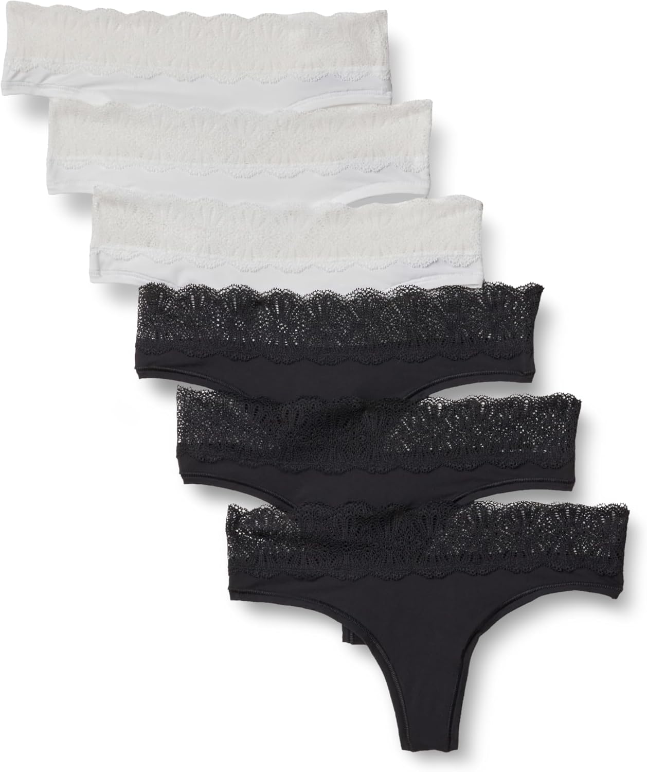 Detalle de Amazon Essentials Women's Peached Microfibre with Lace Trim Bikini Knicker, Pack of 6