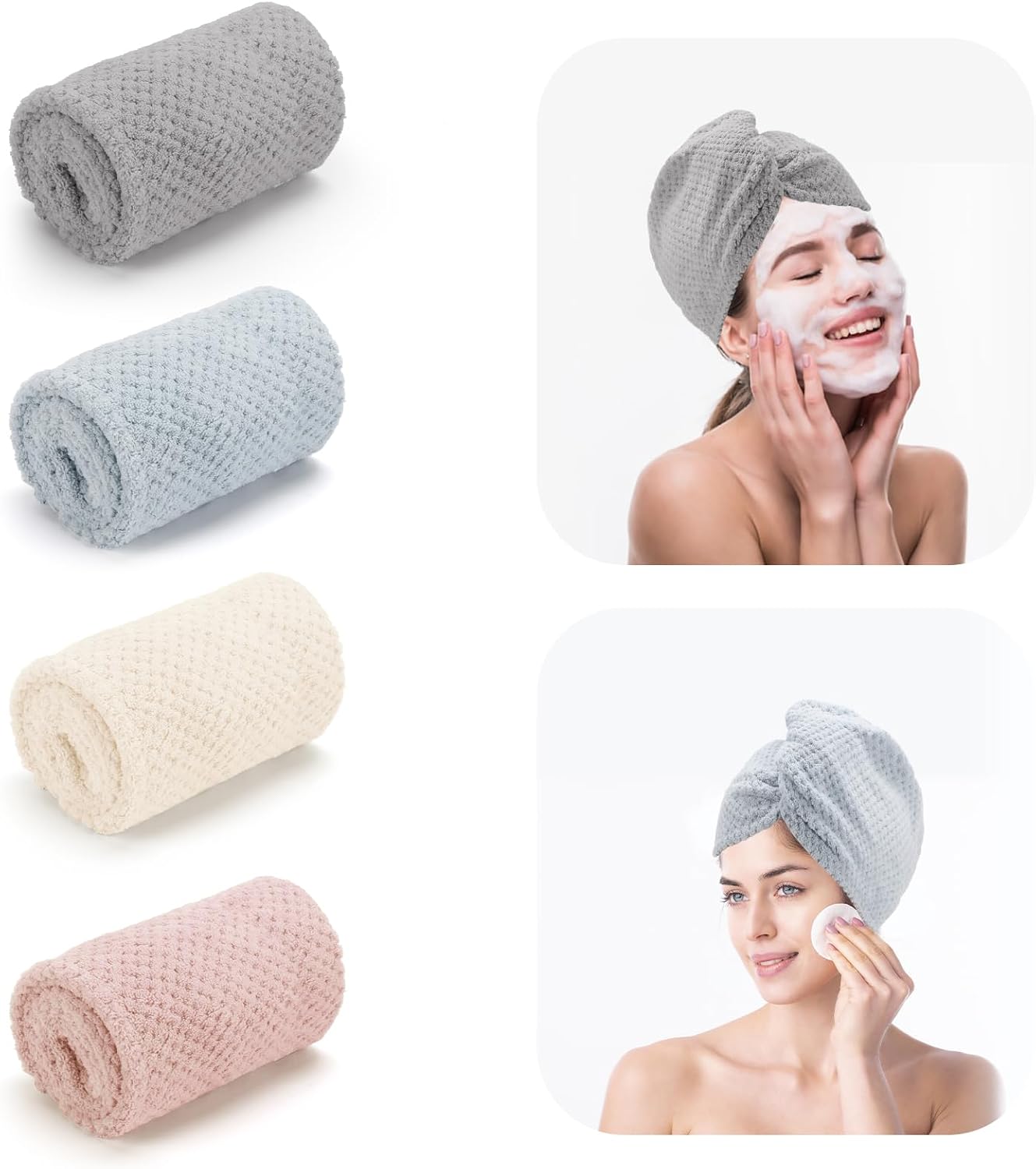 Thumbnail 4 de Microfibre Hair Towel Wraps, 4-Pack