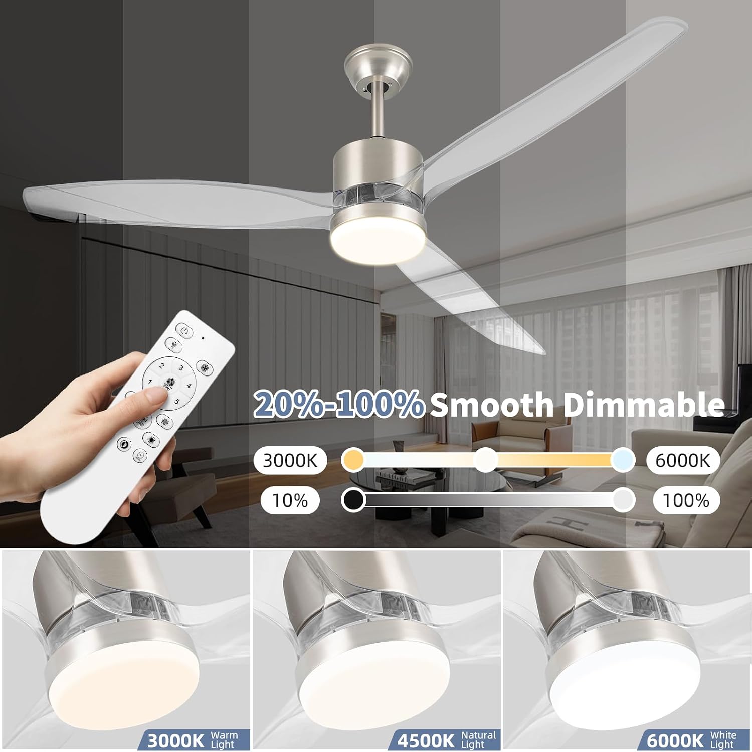 Detalle de OKELI 52" Smart Ceiling Fan with Light