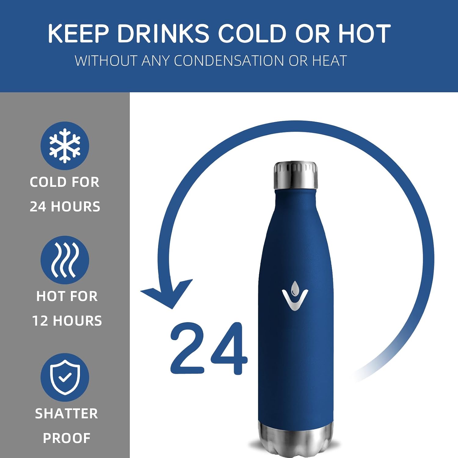 Detalle de Grsta Gourde Isotherme 750ml en acier inoxydable – zéro BPA, anti-fuite, pour sport et voyage