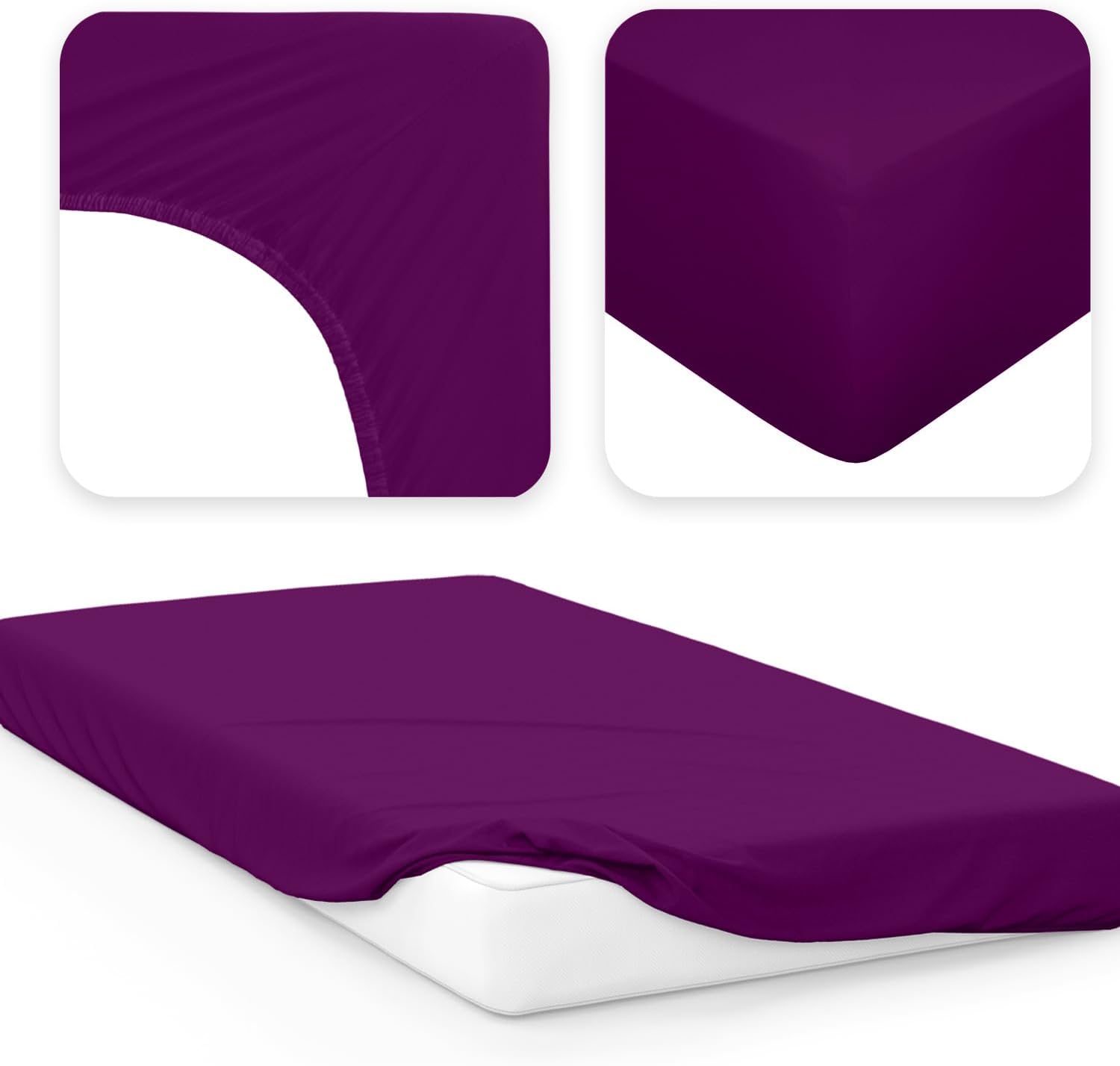 Detalle 2 de Jacobson Jersey Spannbettlaken 60x120–70x140 Royal Lila