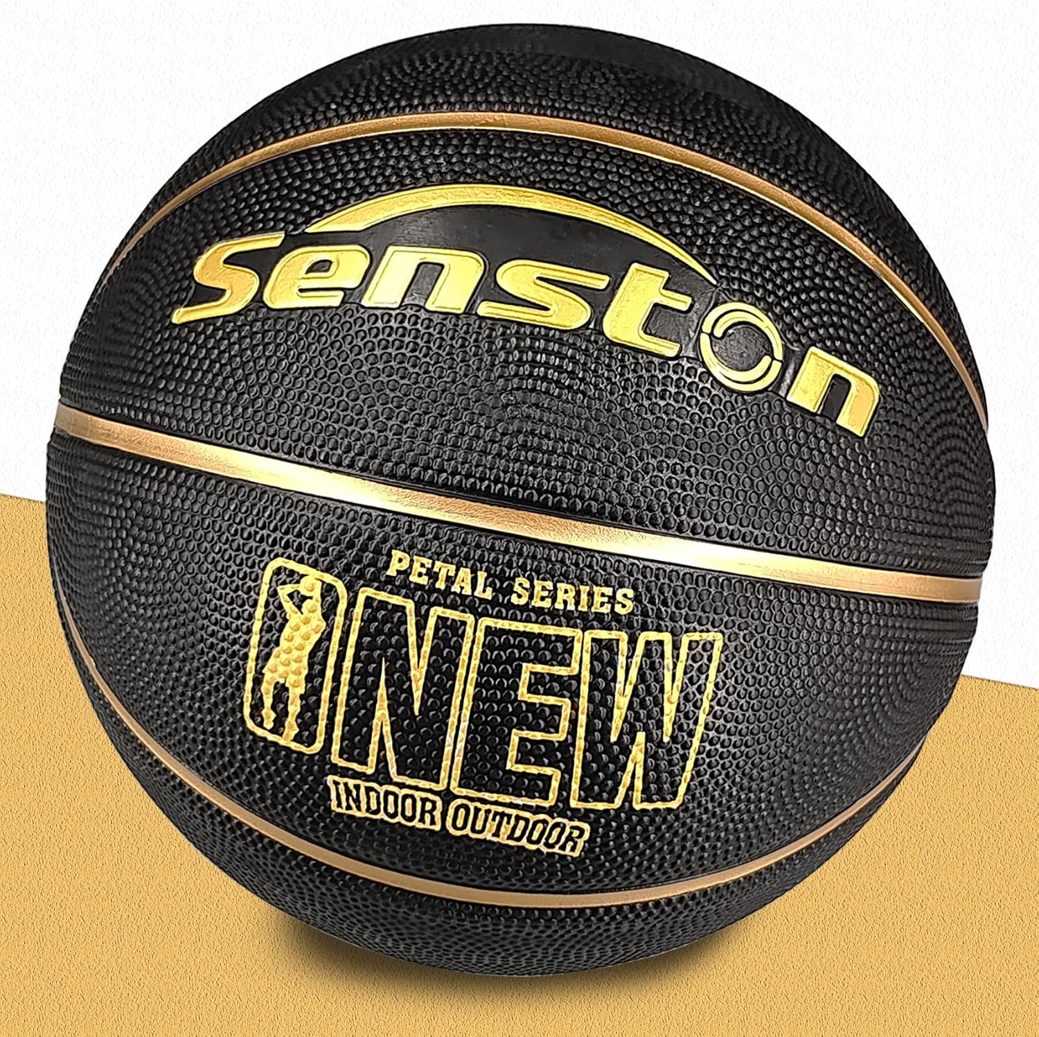 Thumbnail 6 de Senston LQ Size 7 Basketball, 29.5-Inch Rubber, Black/Gold, with Pump