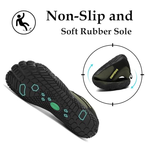 Thumbnail 6 de SAGUARO Zapatillas Barefoot para Hombre y Mujer – Zapatillas Minimalistas con Suela Zero Drop, Verdes Militares (Talla 43 EU)