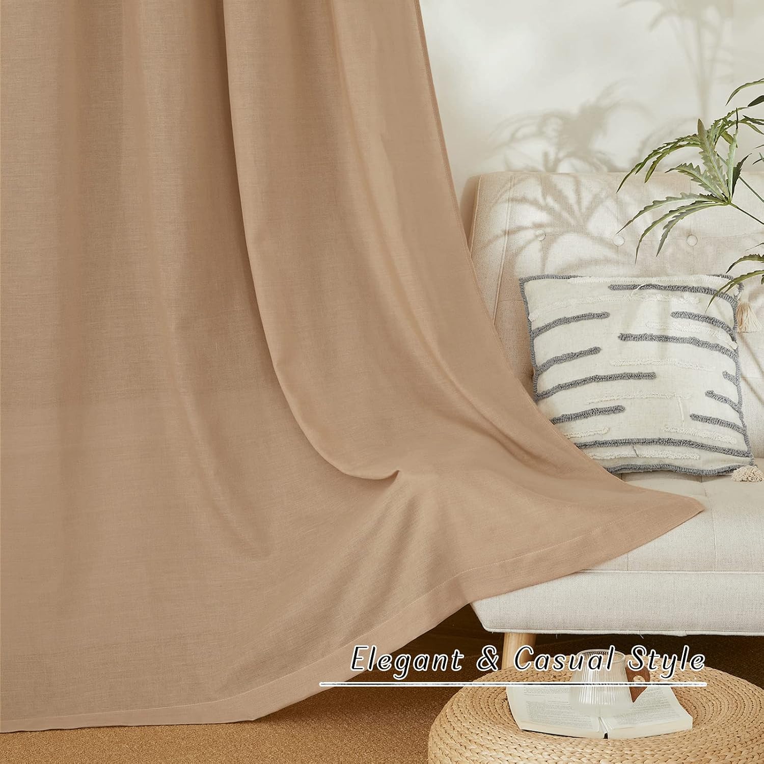 Detalle 2 de NICETOWN Linen Curtains, 30% Natural Linen