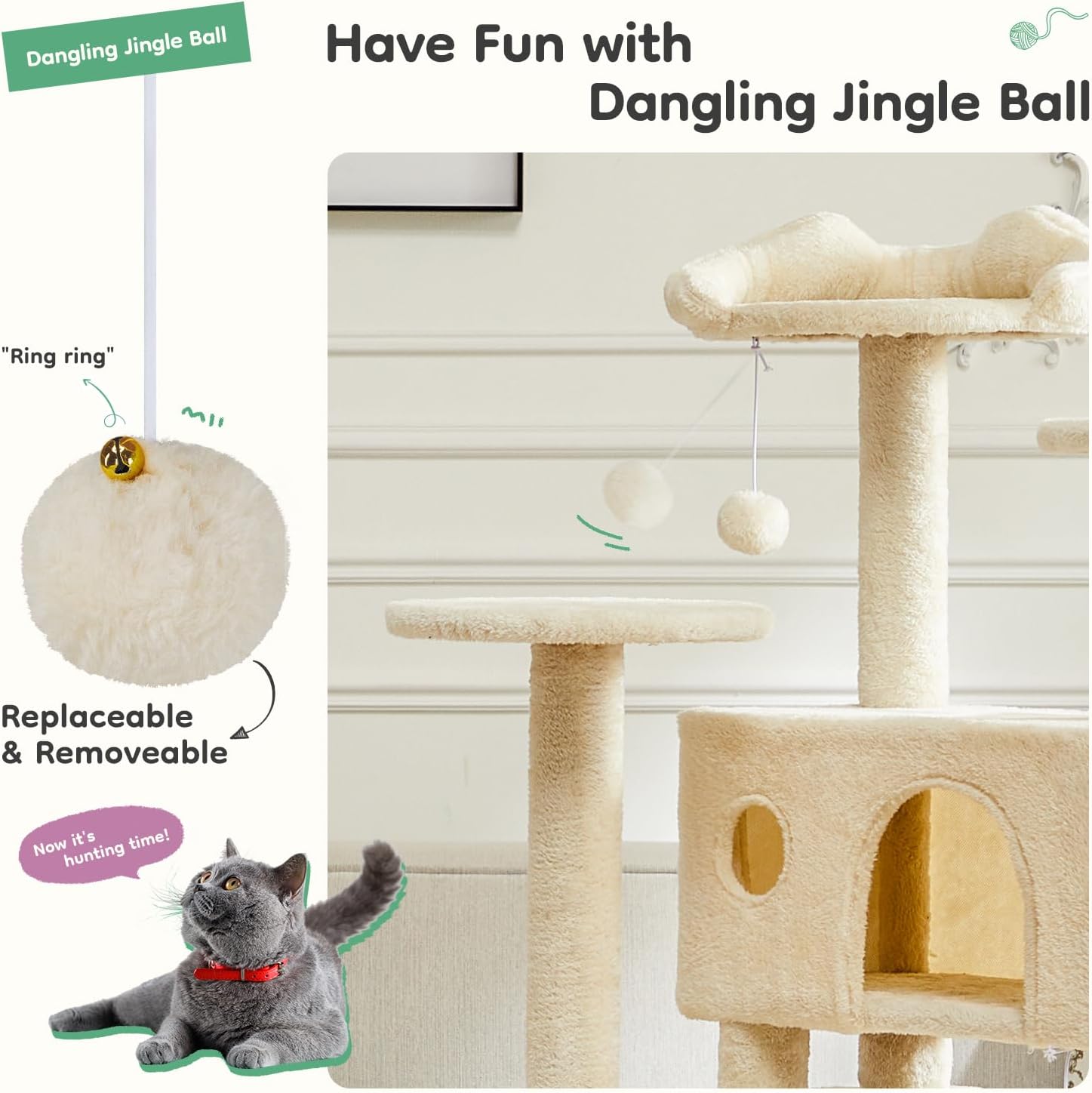 Detalle 2 de DUMOS Cat Tree Tower, 54 Inch