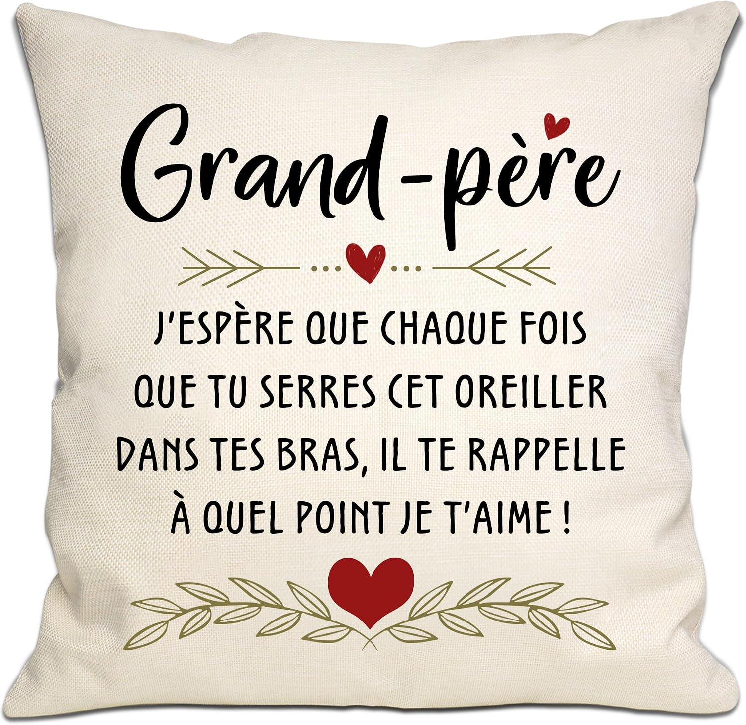 Detalle 1 de Housse de coussin « Je t'aime » 45x45 cm