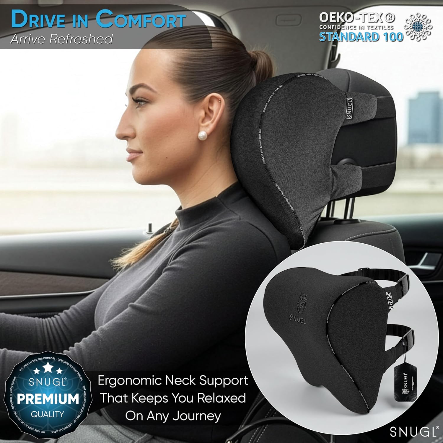 Thumbnail 1 de SNUGL Car Neck Support Pillow memory foam travel cushion