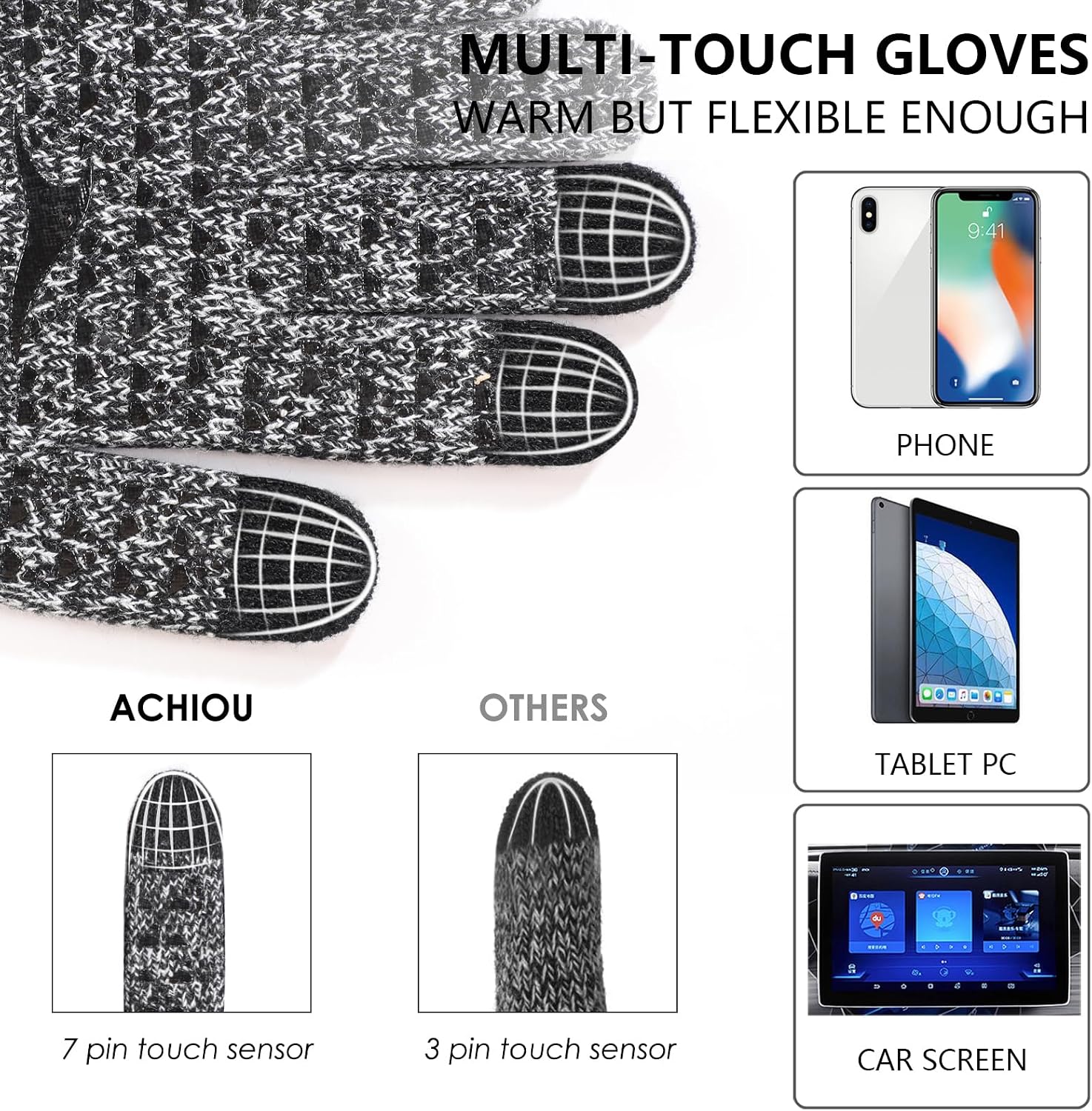 Thumbnail 1 de Achiou Winter Gloves touchscreen