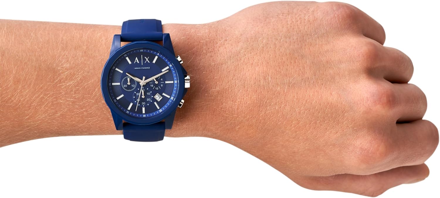 Thumbnail 4 de Armani Exchange Herrenuhr – Quarz-Chronograph, 44 mm Gehäuse mit Silikonarmband (Blau)
