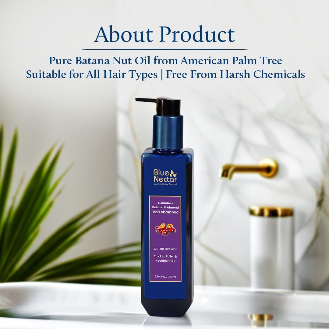 Thumbnail 6 de Blue Nectar Batana & Almond Hair Shampoo (Sulphate Free) for Thicker, Fuller Hair, 200ml