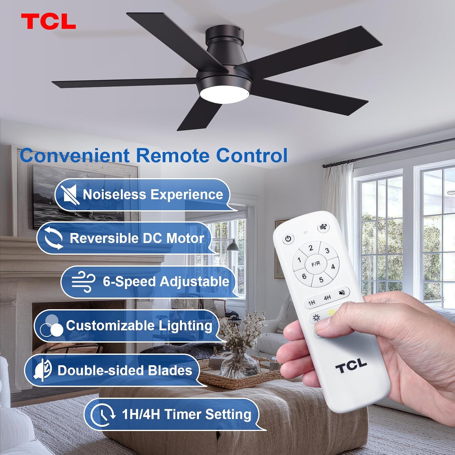Detalle 2 de TCL 52" Ceiling Fan with Lights โ 6 Speeds ๐