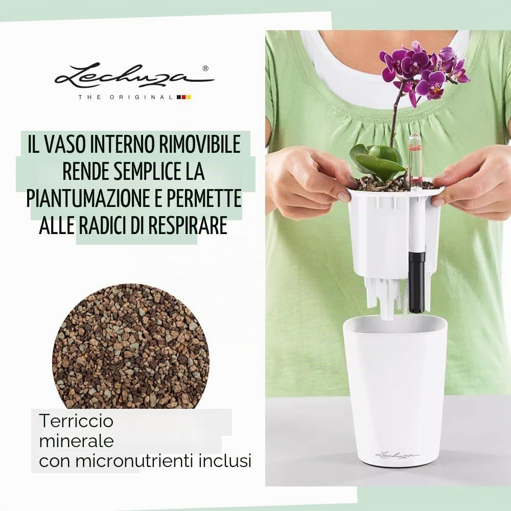 Detalle 1 de LECHUZA DELTINI rosso scarlatto vaso autoirrigante 19x11,5x15