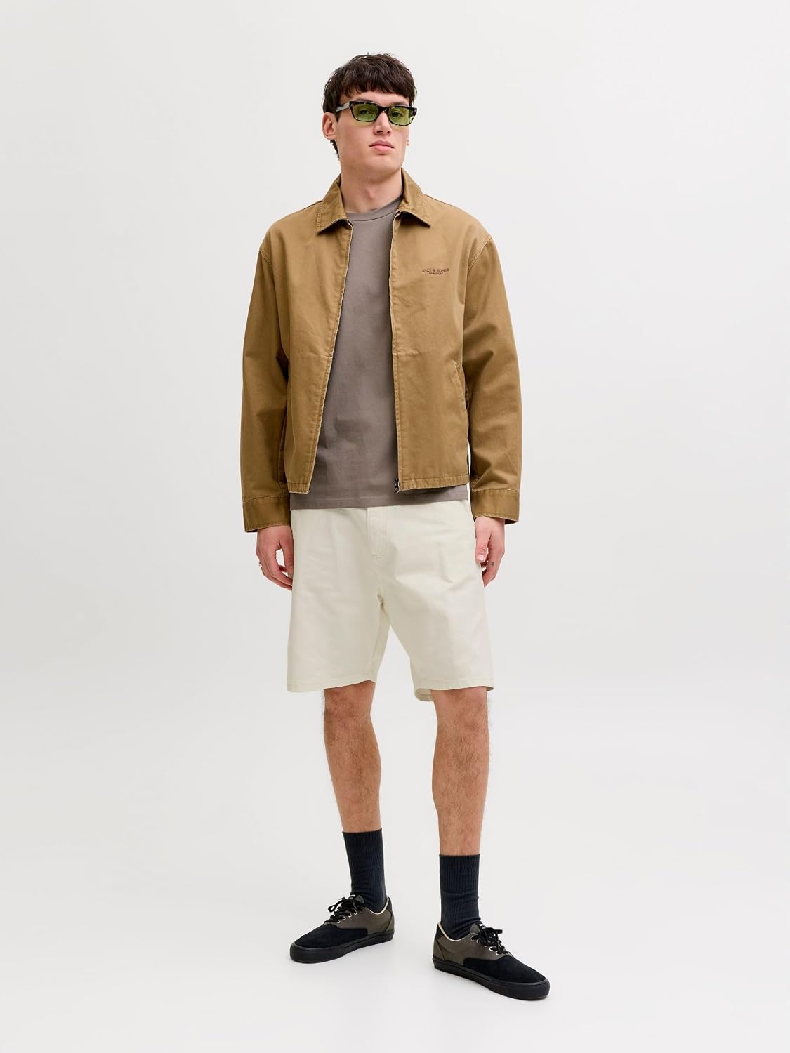 Detalle de JACK & JONES Jpsttony Raye Worker Short Mid SN – Bermuda da uomo, vita alta, taglia M