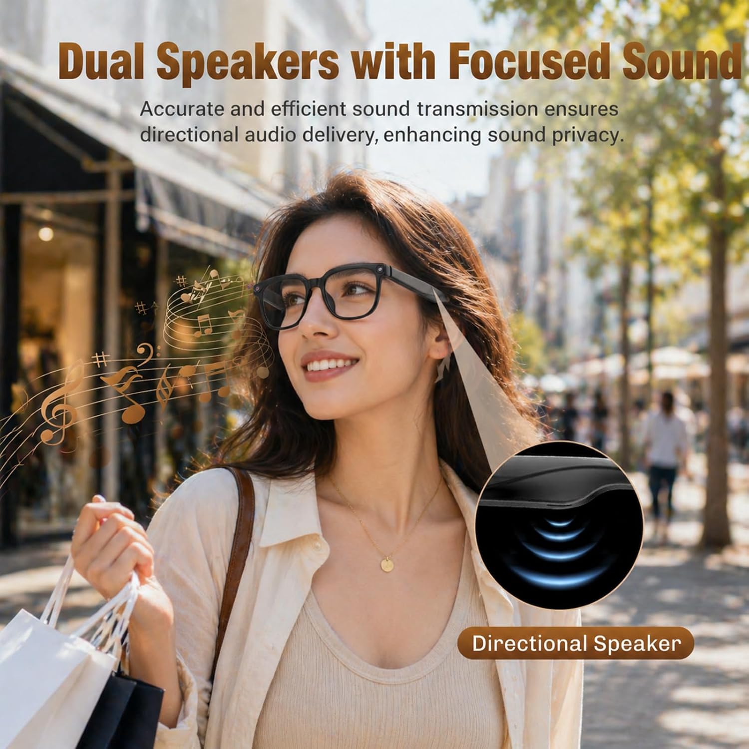 Thumbnail 1 de AI Smart Glasses with Camera (4K Video/Photo Capture) for Travel — Real-Time Translation & Open-Ear Audio