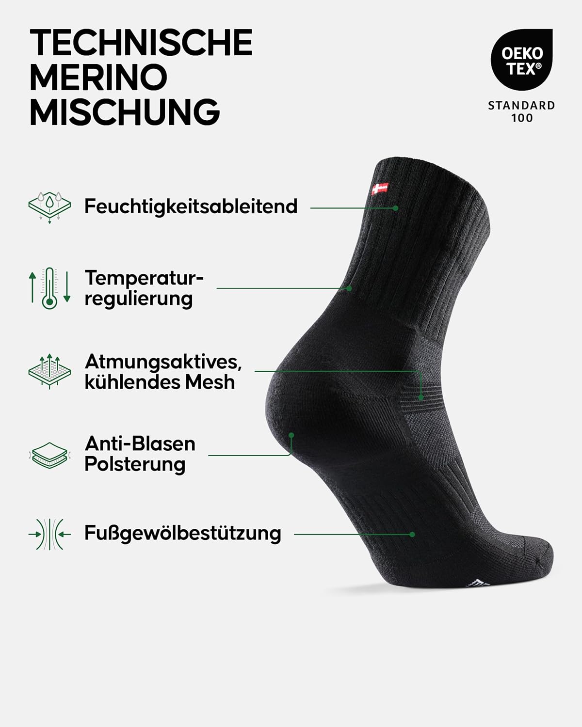 Thumbnail 2 de DANISH ENDURANCE Merino Laufsocken Winter 2 Paar 🧦