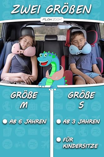 Detalle de FLOWZOOM Nackenkissen für Kinder ab 3 Jahre – Memory Foam, waschbarer Bezug, rosa, Größe S