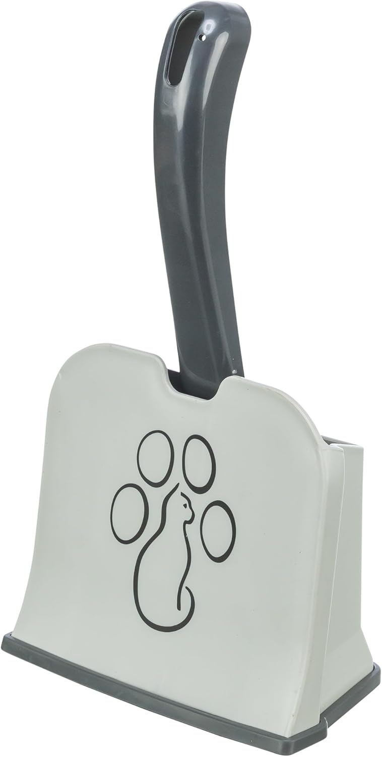 Detalle de TRIXIE Litter Scoop with Holder – Size L (White/Grey) for All Common Litter Types