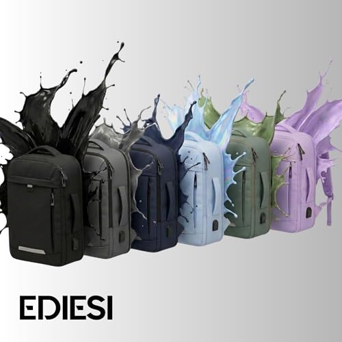 Thumbnail 7 de EDIESI Mochila de cabina 40x30x20 expandible con USB – verde oliva, para portátil 15,6