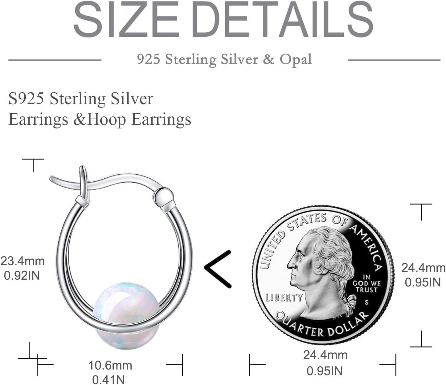 Thumbnail 4 de POPlyke Edelstein Doppel Hoop Ohrringe – Sterling Silber 925 mit Opal, Mondstein und weiteren Edelsteinen