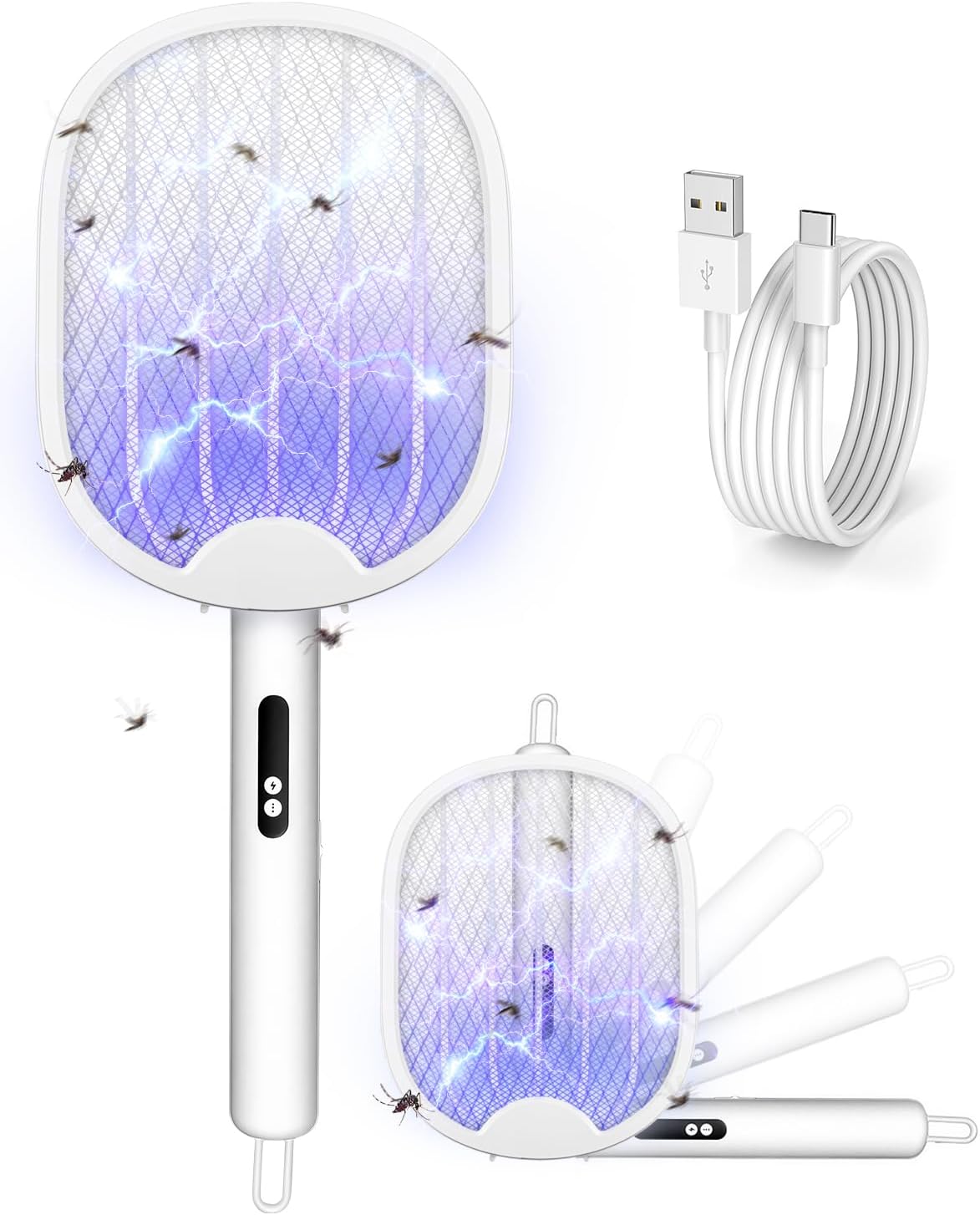 Detalle de Molxss Fly Zapper: Foldable Electric Mosquito Swatter with 4000V Power