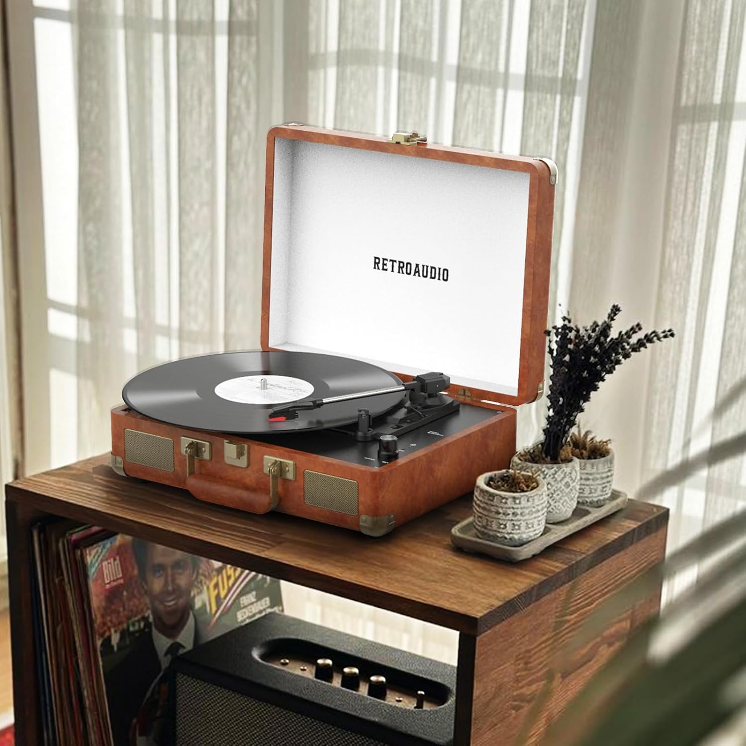 Thumbnail 6 de RetroAudio JM-101 3-Speed Suitcase Record Player with Bluetooth, Brown