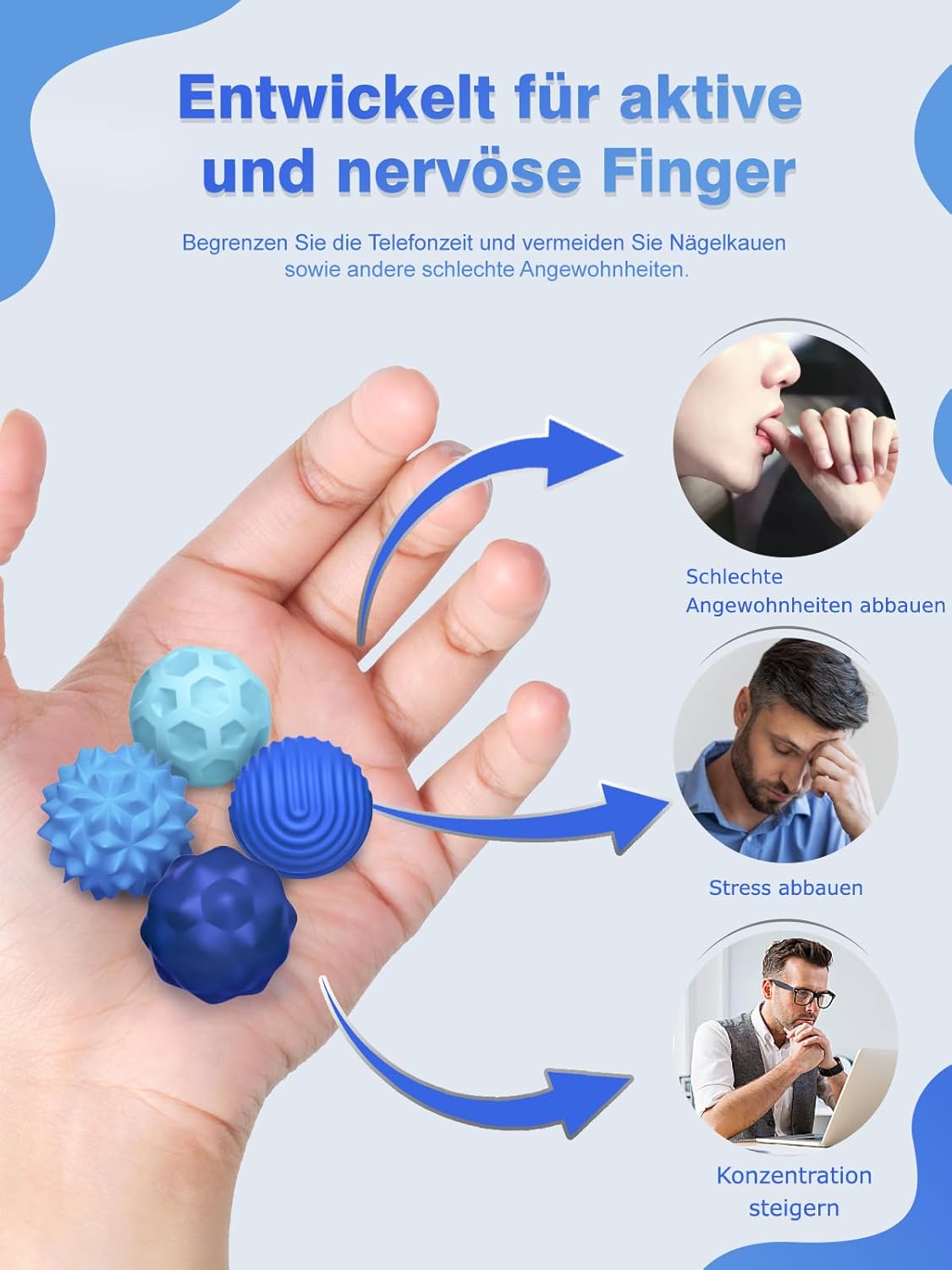 Detalle 1 de Magnetische Fidget Toys 8er Set Blau
