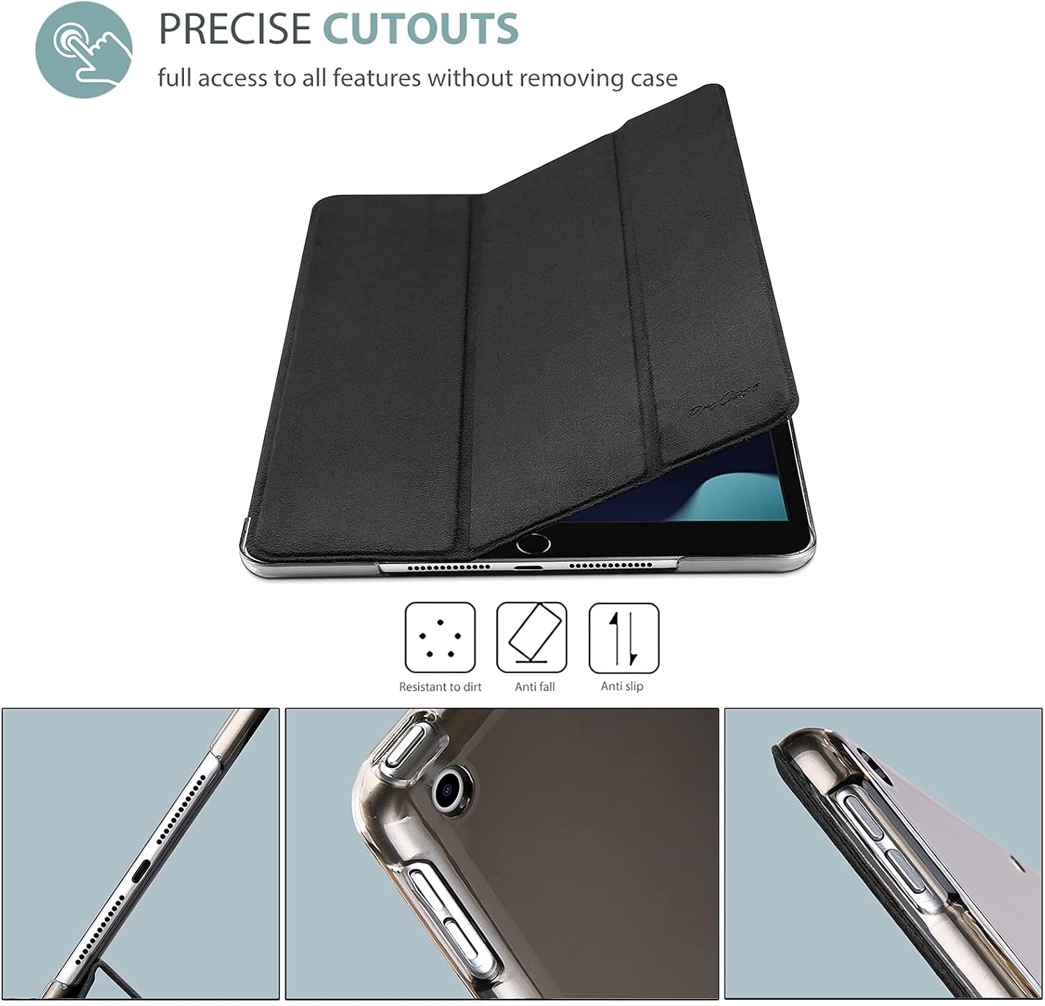 Detalle de ProCase slim smart cover case for iPad 9th/8th/7th Gen (10.2 inch) in Matte Black