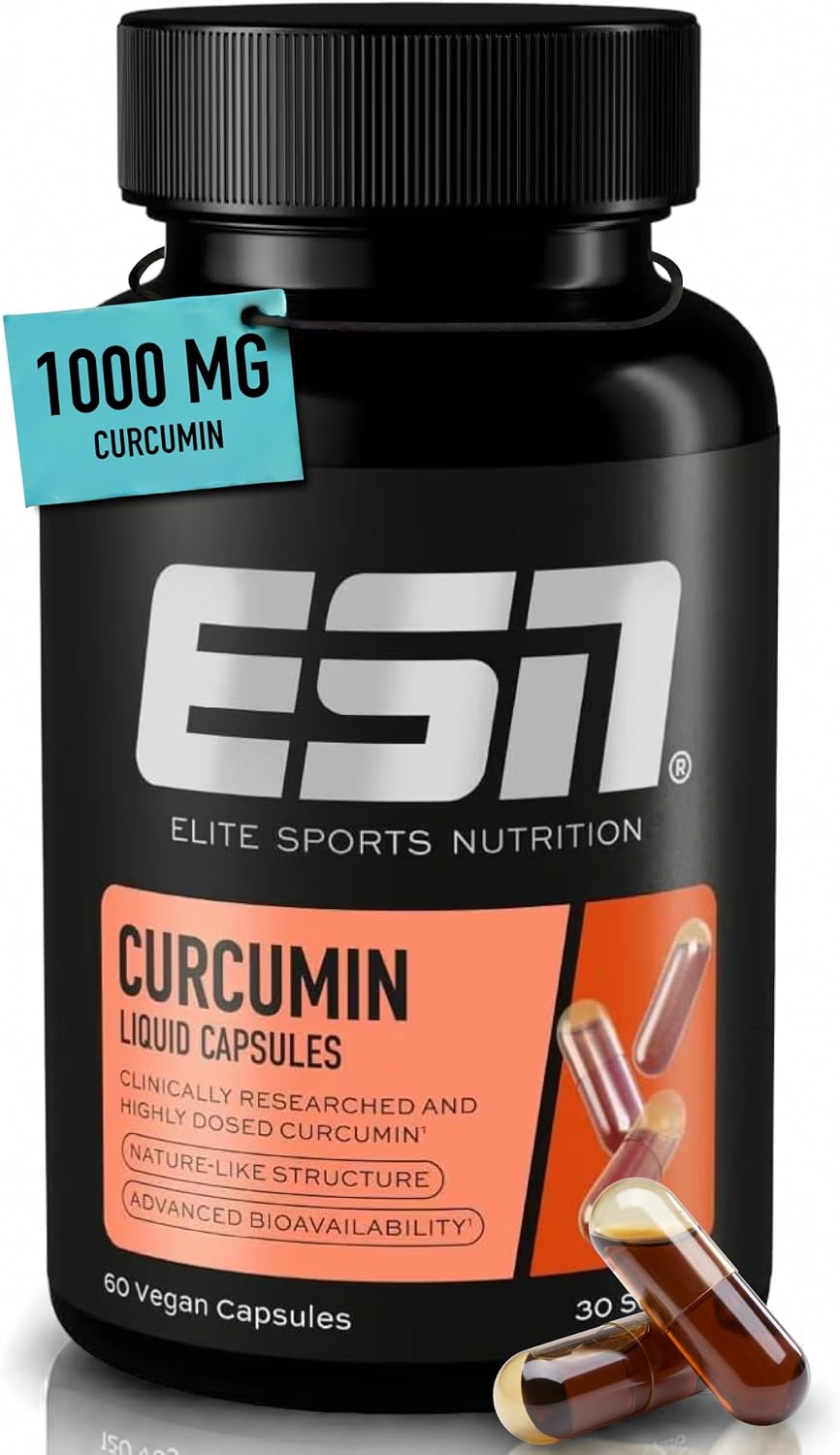 Detalle de ESN Kurkuma Kapseln (Kurkumin) mit 1000 mg Curcumin pro Portion – 60 Kapseln, vegan