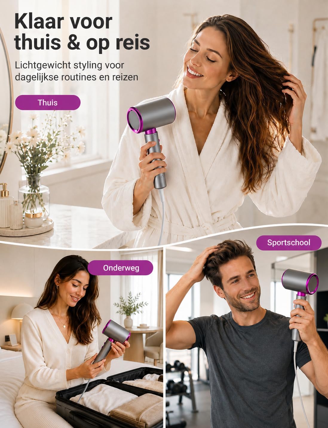 Thumbnail 6 de LORVENA STL-8858Pro haardroger met diffuser, ionentechnologie en 2400 W