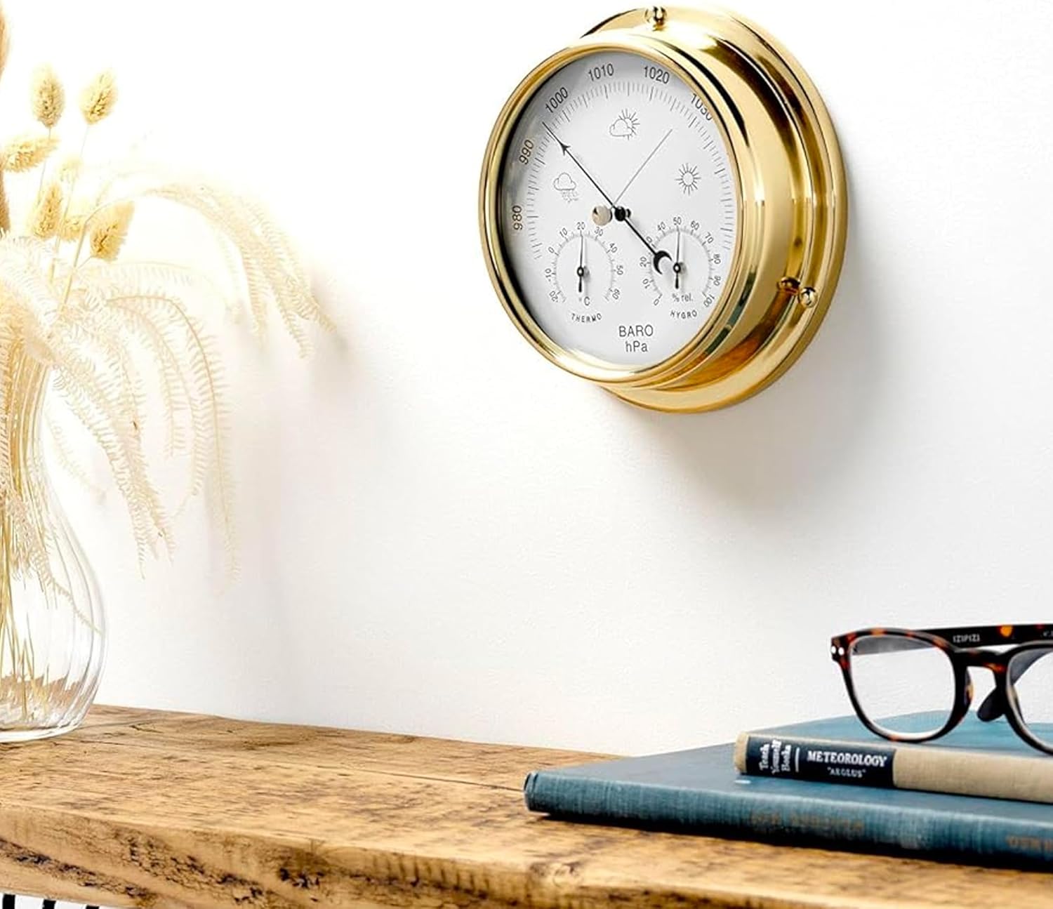 Thumbnail 6 de Tabic Handcrafted Brass Barometer with Built-In Hygrometer, Thermometer and Nautical Clock