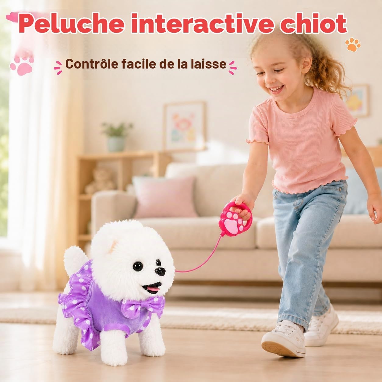 Thumbnail 2 de GOBRILLFUN DOG interactieve pluche puppy met verzorgingsset en leiband
