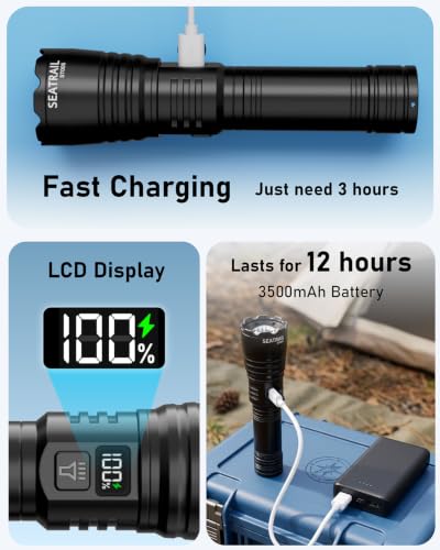Thumbnail 4 de SeaTrail Rechargeable LED Torch with LCD, Zoom Focus and IPX7 Rating