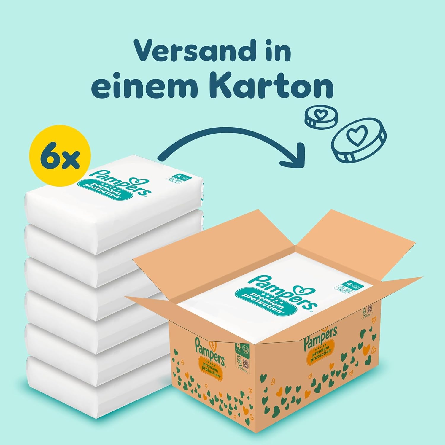 Detalle 2 de Pampers Premium Protection Größe 4 (9–14 kg) – 186 Windeln mit Schutz gegen Auslaufen