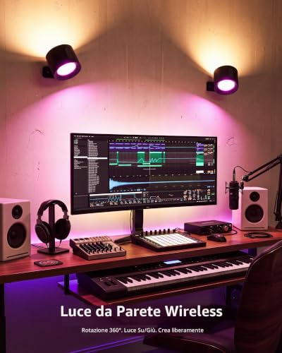 Thumbnail 8 de LuminexDesigns Set 2 applique LED RGB senza fili con telecomando, 240 lumen