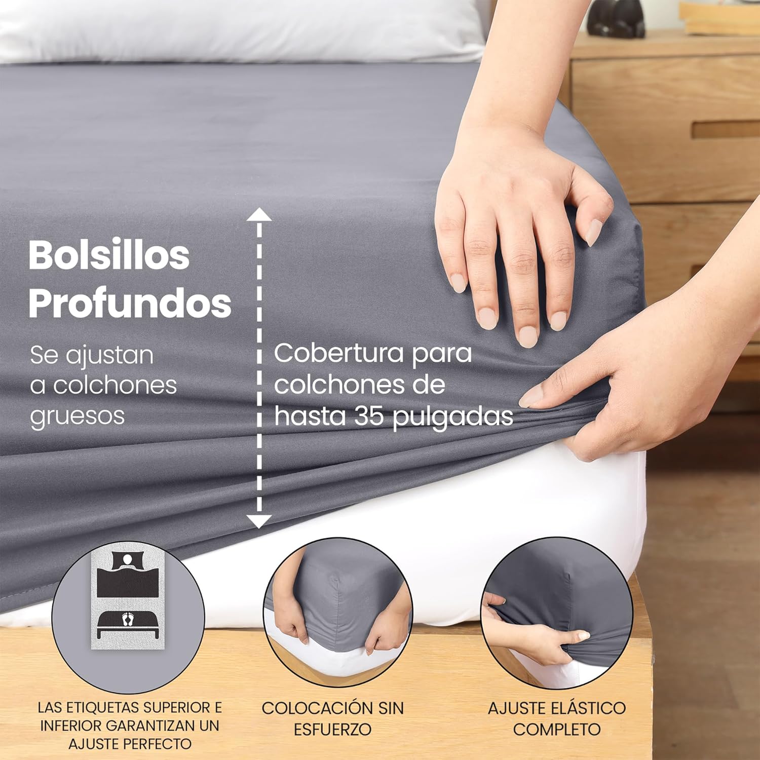 Thumbnail 4 de Utopia Bedding Sabana Bajera 135x190 - Gris 🌙 Profundo Microfibra