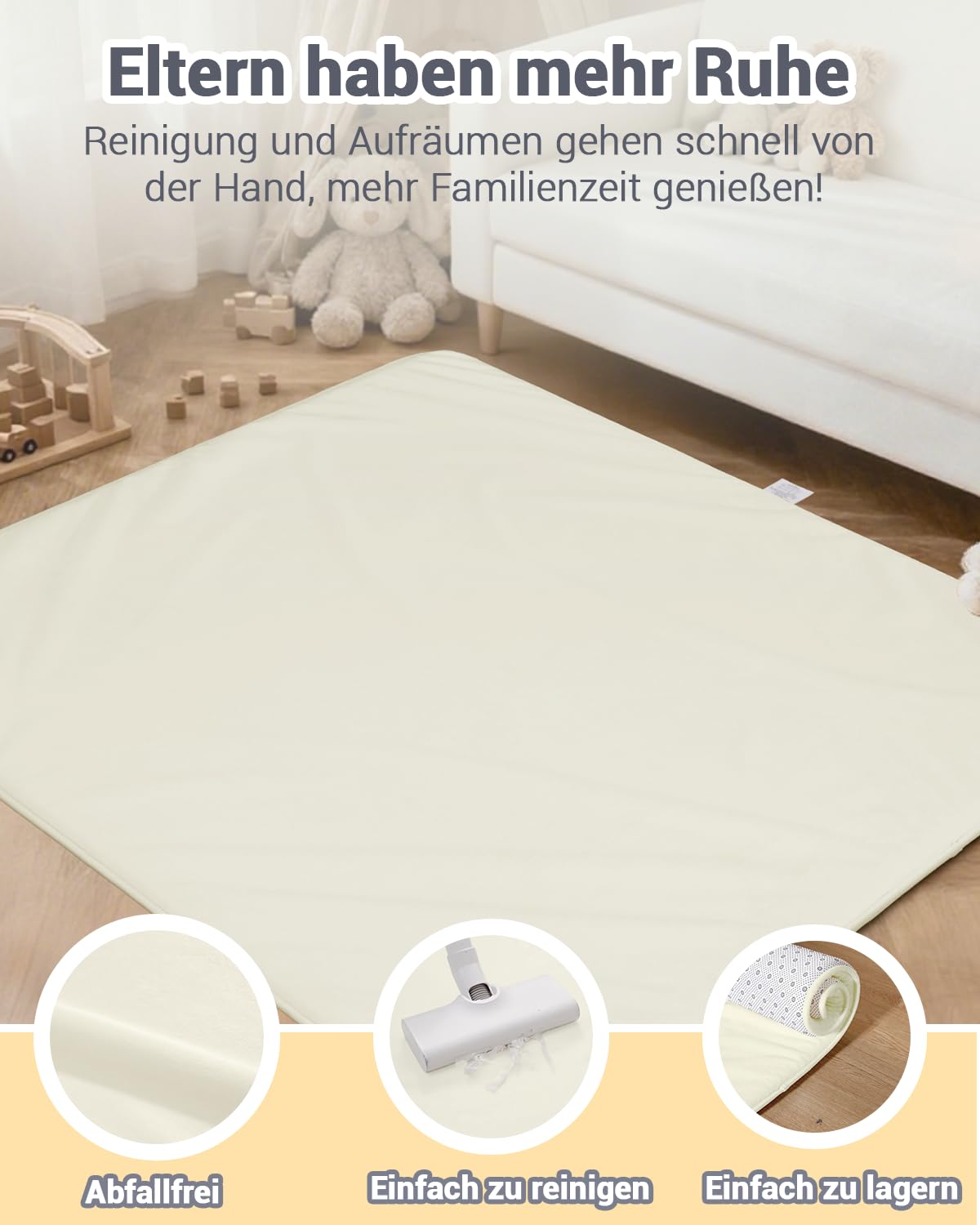 Thumbnail 5 de Favodormir Dicke Spielmatte Baby 127×127 cm – Beige Krabbelmatte mit Anti-Rutsch-Unterseite
