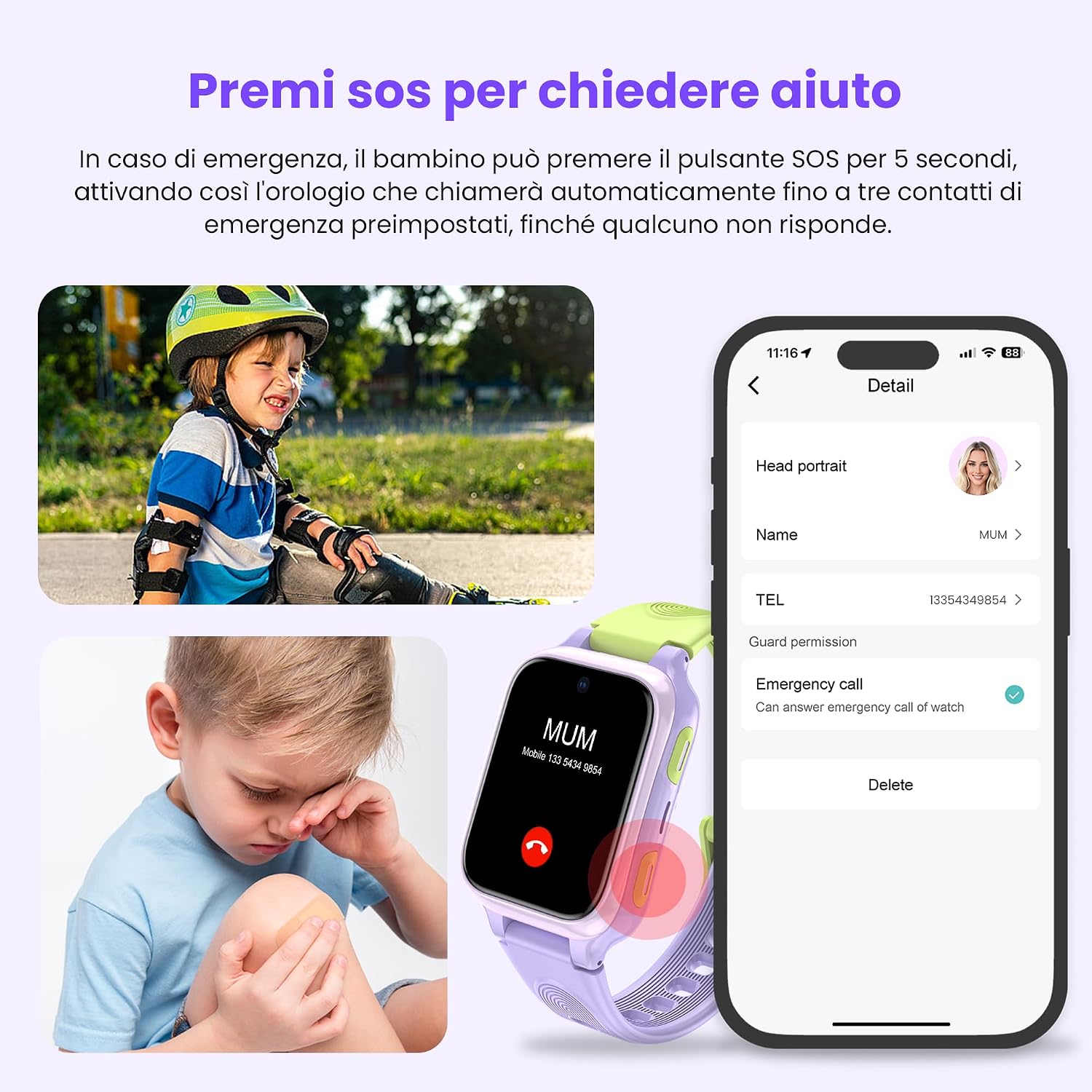 Detalle de LAGENIO K9 Smartwatch Bambini AI: GPS, 4G e AMOLED 1,78'' per una crescita connessa