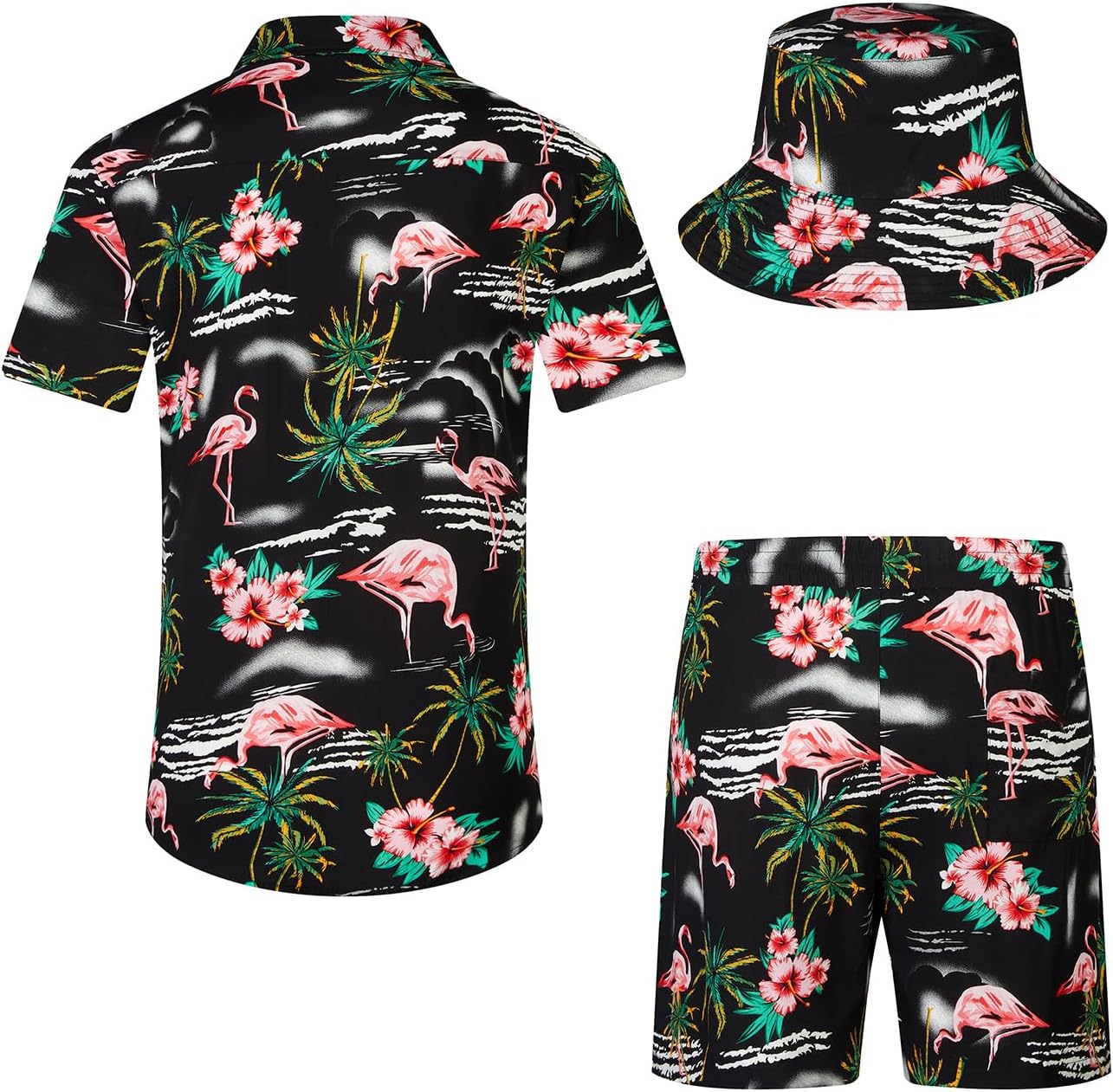 Detalle 2 de EISHOPEER Men's Hawaiian Shirt and Shorts Set, 70% Viscose