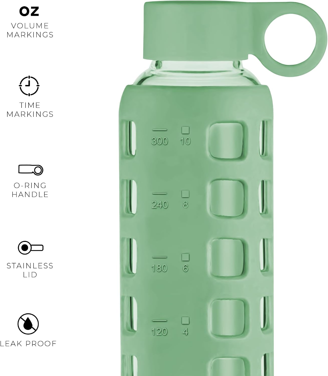 Detalle de purifyou PGWB-12SG 12 oz Borosilicate Glass Water Bottle with Markers