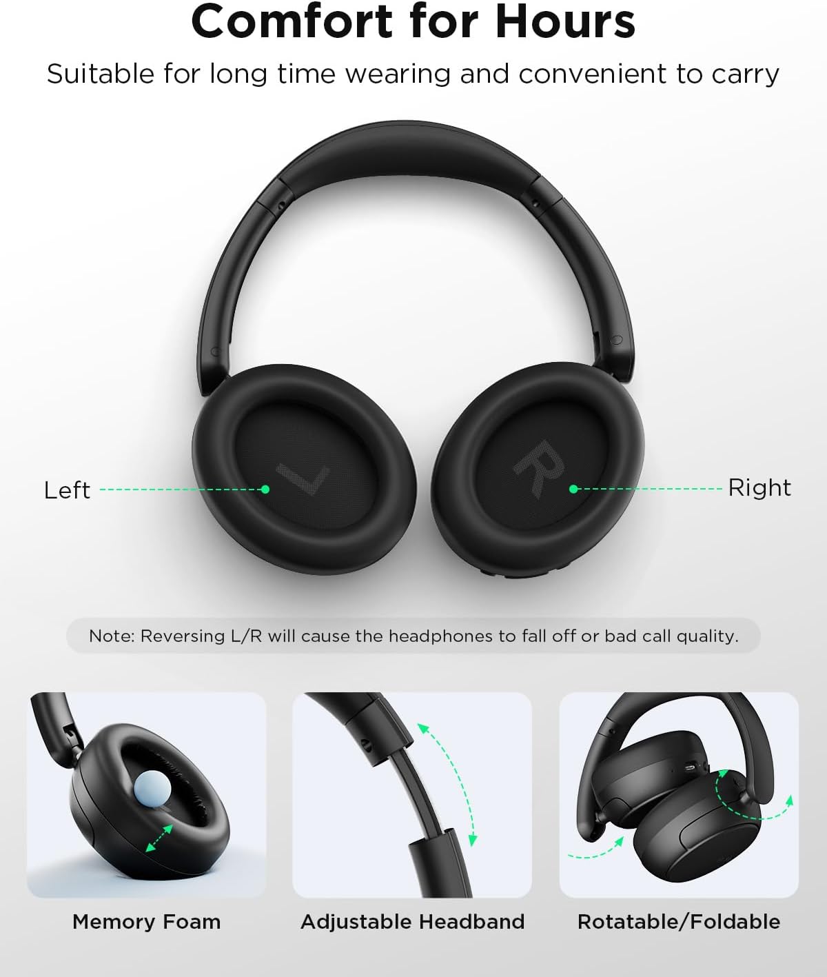 Thumbnail 6 de TALIX H30 Hybrid ANC Headphones: 110H Battery, Hi-Res Audio, and Crystal Calls