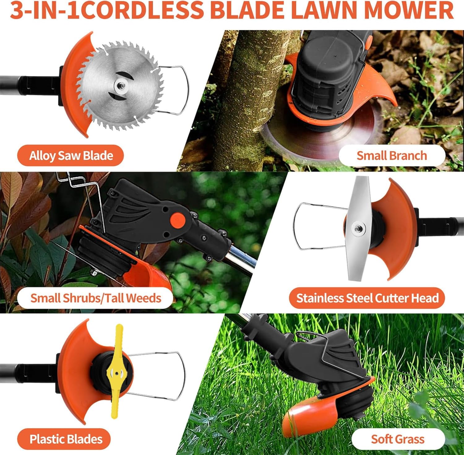 Thumbnail 4 de KEJSNDXC Garden Cordless Strimmer with metal blade, height-adjustable pole and 5 blade styles
