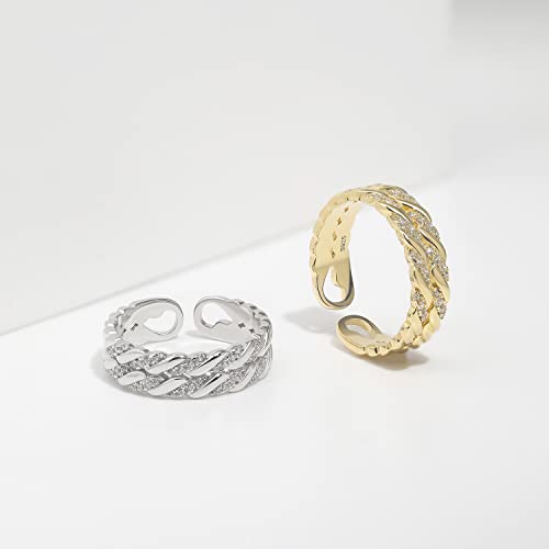 Detalle 2 de Meissa Bague torsadée ajustable en argent 925 avec zircons cubiques