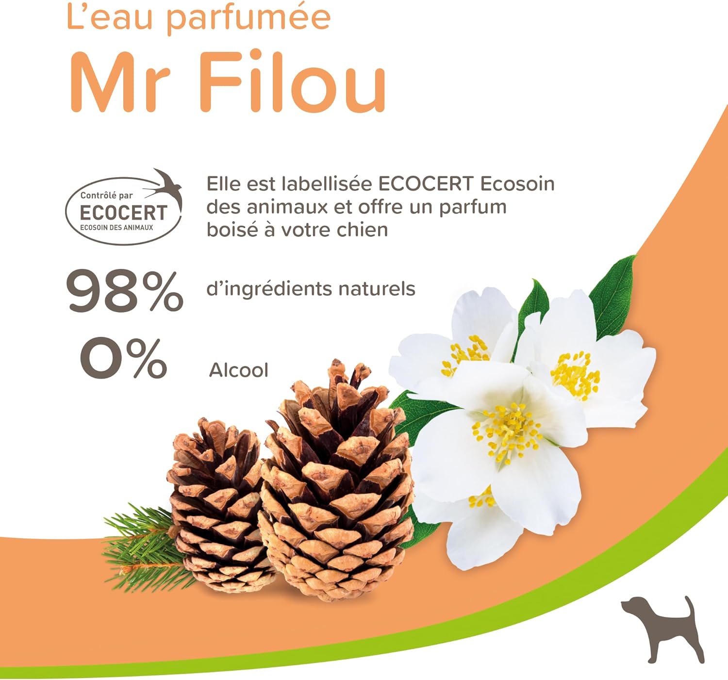 Detalle de BEAPHAR Mr FILOU Eau Parfumée labellisée ECOCERT pour Chien Mâle – 50 ml, sans alcool, 98% d’ingrédients naturels