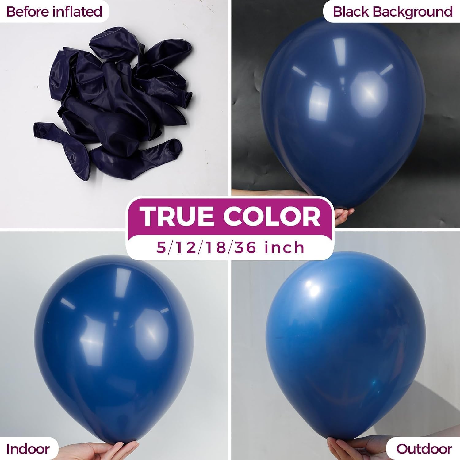 Detalle 2 de Navy Blue Latex Party Balloons 100 Pack