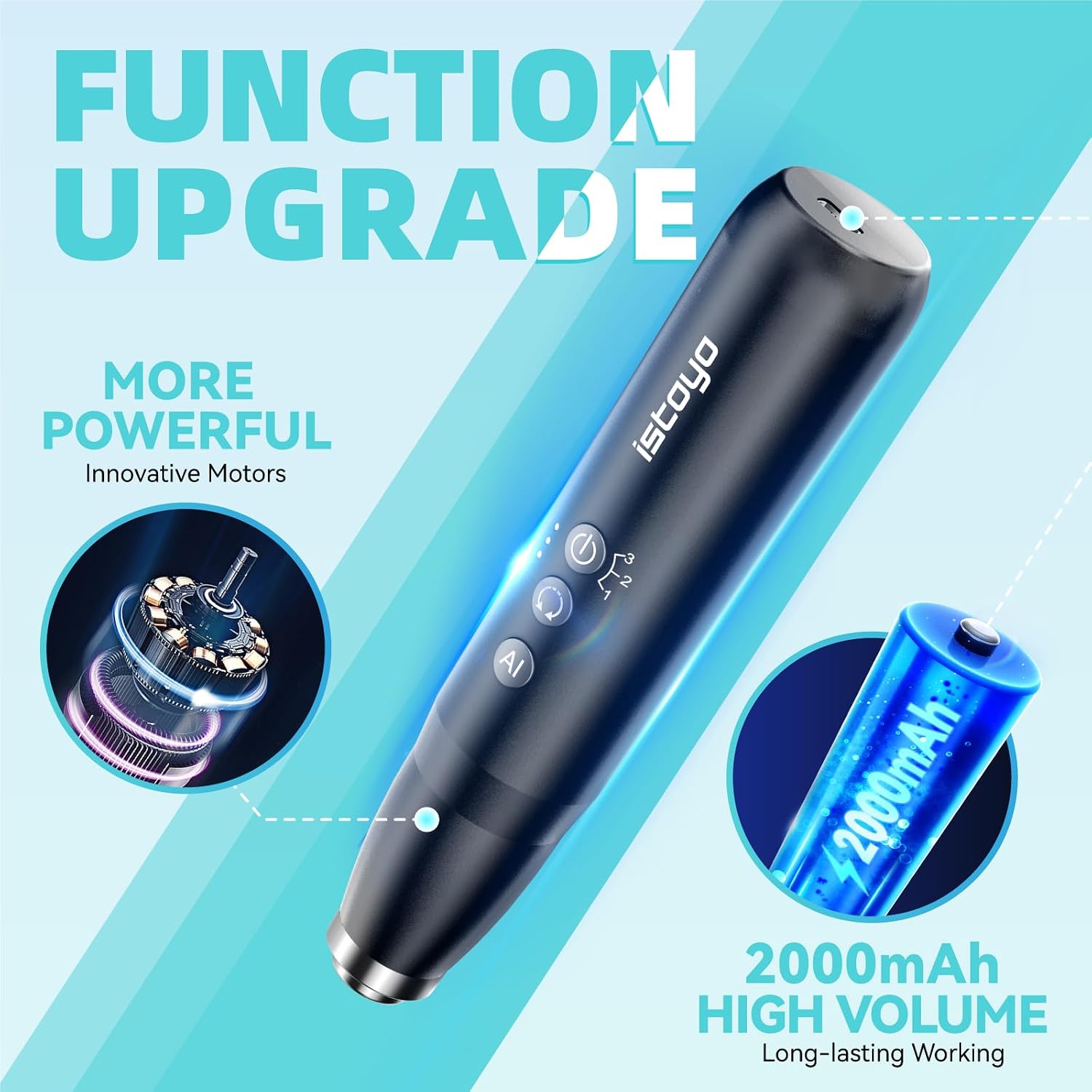 Detalle de ISTOYO Oplaadbare harsmixer Ultra met 3 snelheden en AI-modus