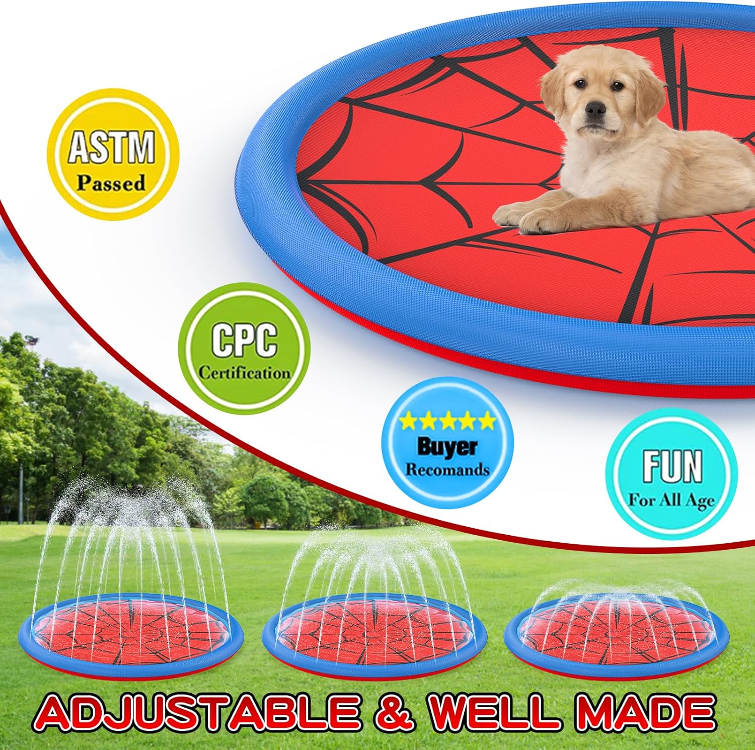 Thumbnail 5 de Growsland Non Slip Splash Pad for Kids and Dogs, 67'' Extra Large Outdoor Sprinkler