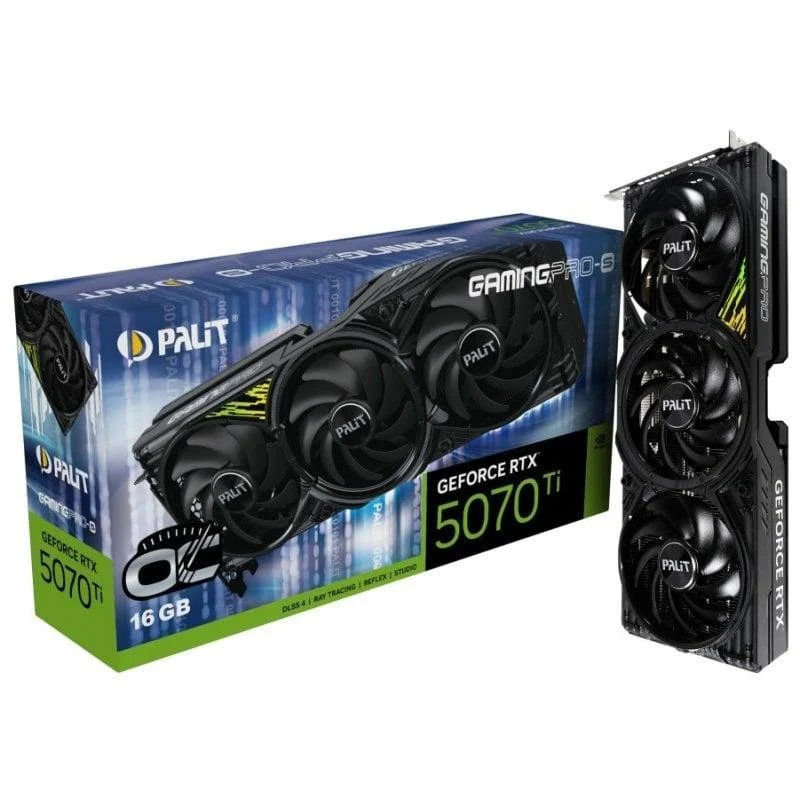Detalle de Palit GeForce RTX 5070 Ti GamingPro-S OC 16GB GDDR7 Reflex 2 RTX AI DLSS4